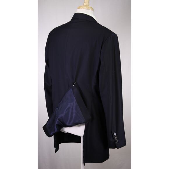 Andrew Luck Custom Tailored Solid Navy Blue 2Btn Wool Fleece Loro Piana Suit 46L - Picture 8 of 12